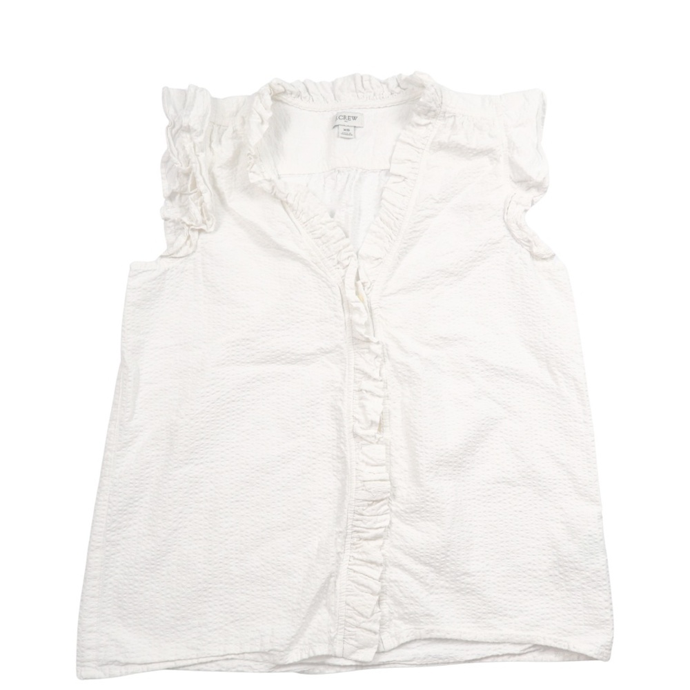 J.Crew White Ruffle Sleeveless Blouse XS
